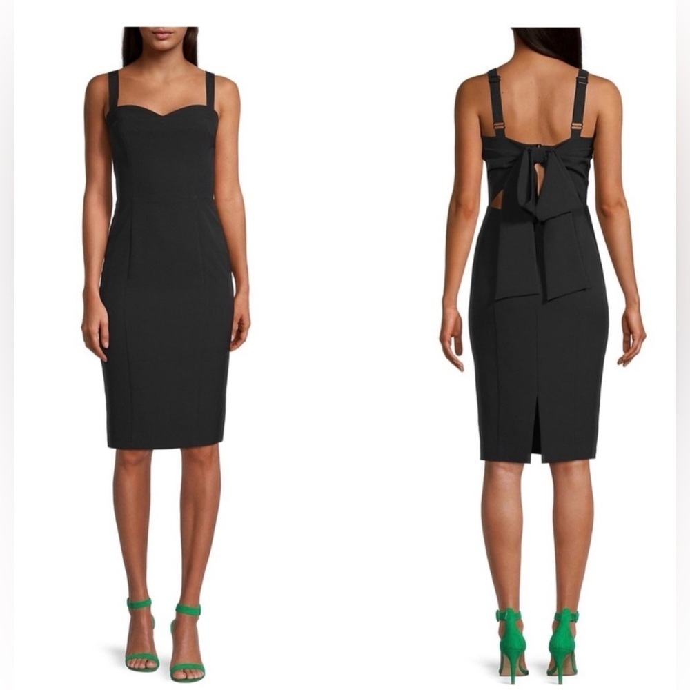 Black Halo Sybil Back Bow Cutout Sheath Dress black size 2